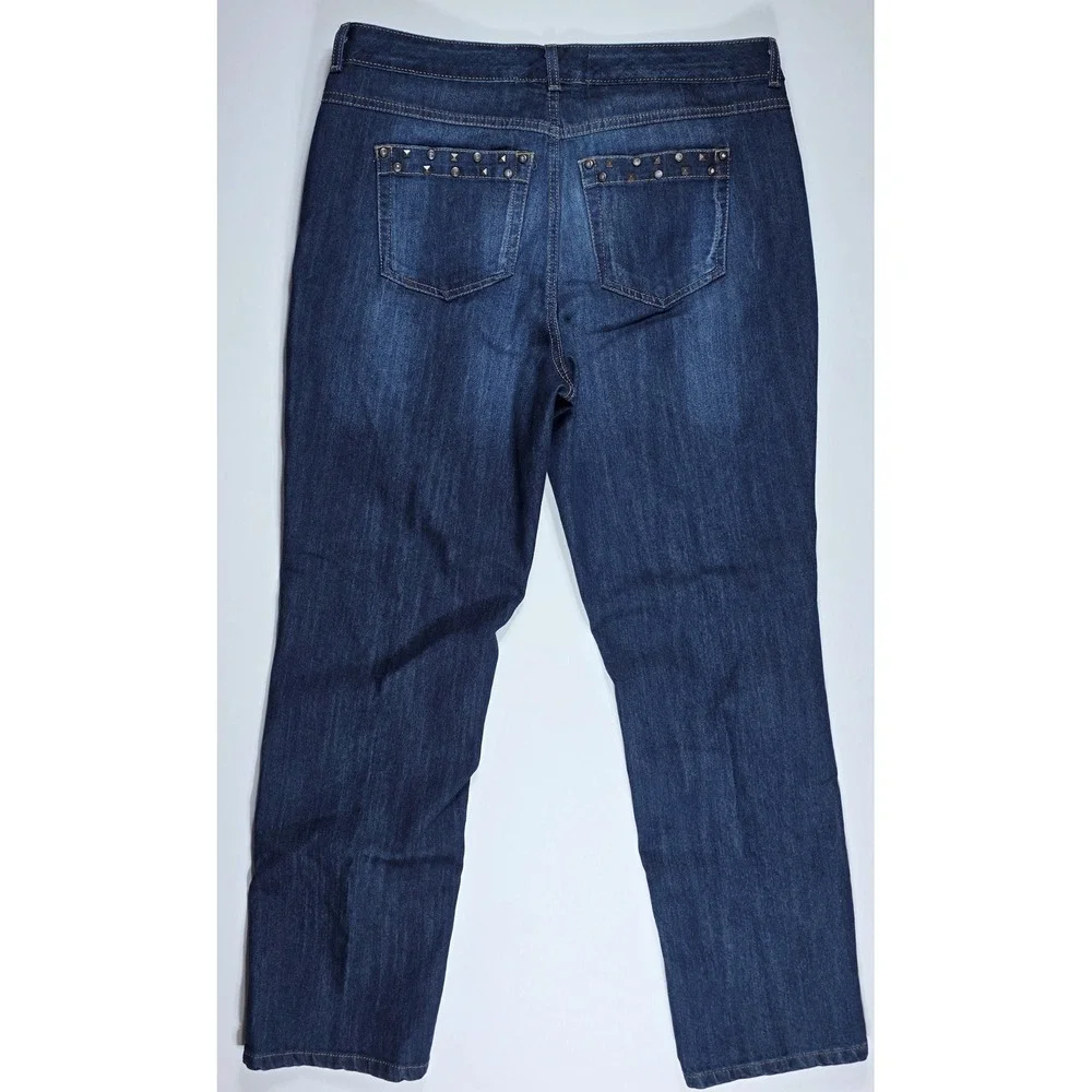 Just My Size JMS Womens 16W Stretch Straight Leg Jeans Dark Wash Studded Pockets
